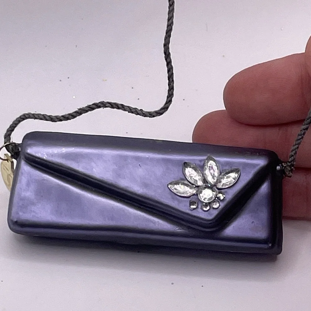 Vintage Dept 56 Rhinestone PURSE Glass Christmas‎ Ornament 3